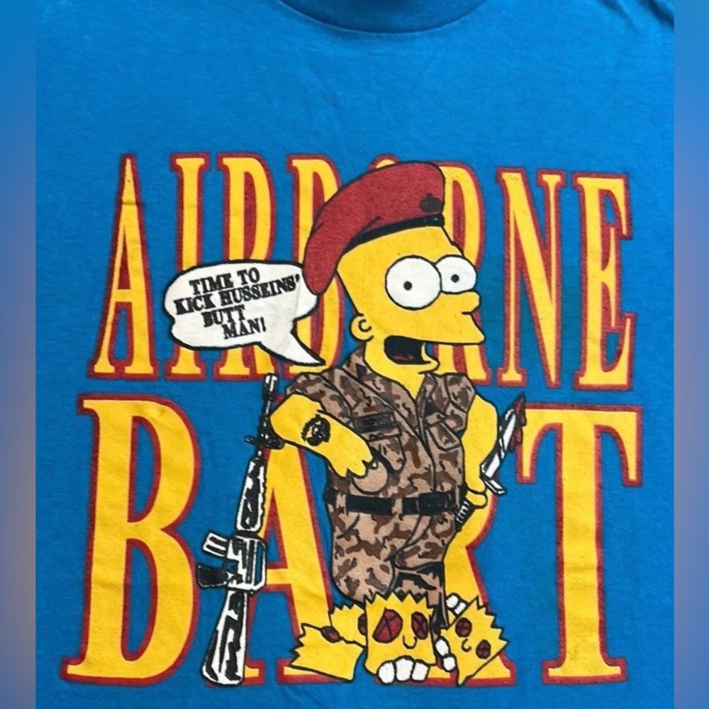 Vintage 90's Bart Simpson Saddam Hussein Tee L Made in USA